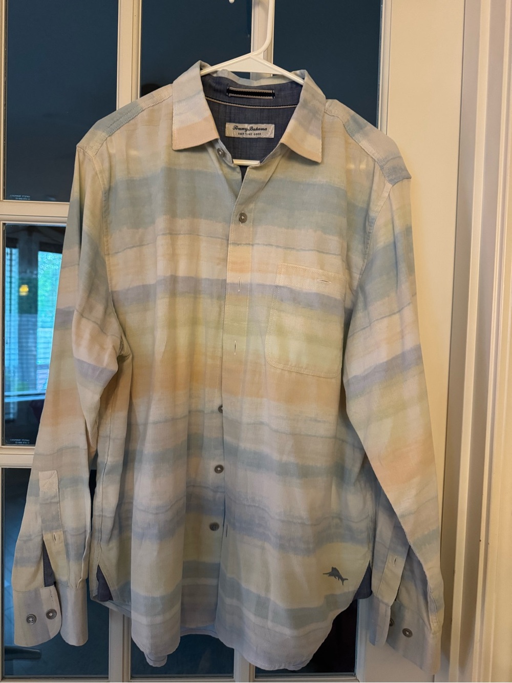 Tommy Bahama Men's Pastel Watercolor Stripe Button-Down Shirt - Blue/Cream/Green